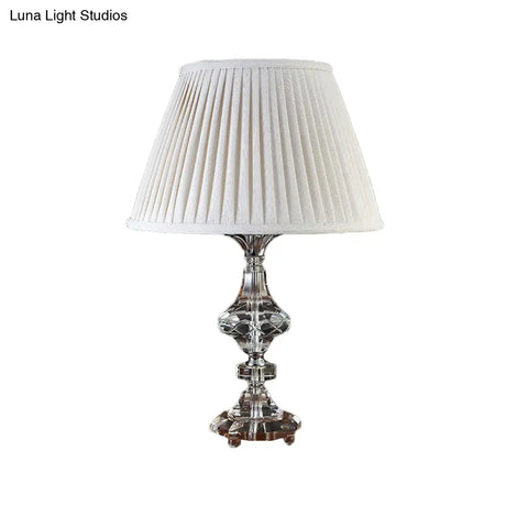 Modern Crystalline Nightstand Lamp With Baluster Reading Light In White