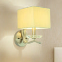 Modern Cube Bedside Wall Lamp - Fabric Single Light Sconce In Grey/Black With Crystal Accent Grey