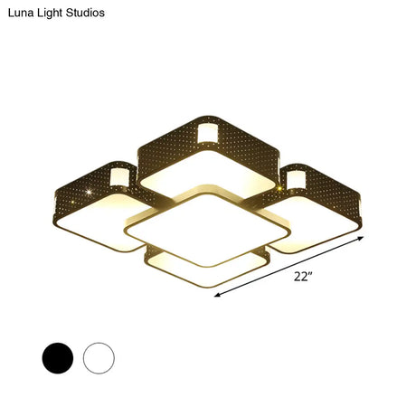Modern Cube Flush Mount Lamp - 22’/38’/47’ Acrylic Led Ceiling Light In Black/White