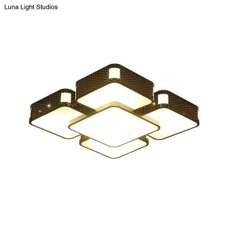 Modern Cube Flush Mount Lamp - 22’/38’/47’ Acrylic Led Ceiling Light In Black/White