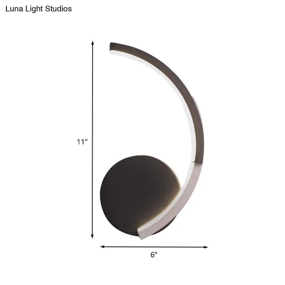 Modern Curved Line Led Wall Mounted Sconce In Black White Warm Light - Acrylic Lamp Fixture For