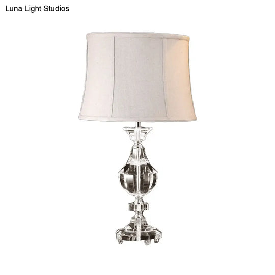 Modern Curvy Crystal Nightstand Lamp With Grey Reading Light 1 Bulb 23/27 Wide