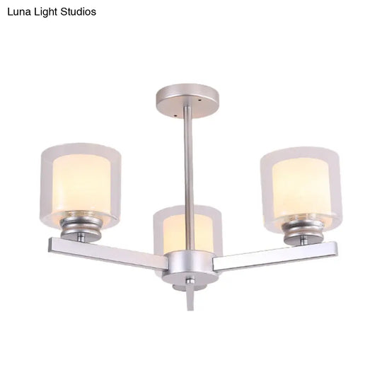 Modern Cylinder Chandelier Lamp: Black/Gold/Silver 3/6/8 Lights Clear Glass Pendant Fixture For