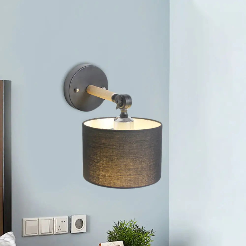 Modern Cylinder Led Wall Light Fixture In White/Black For Bedroom Black