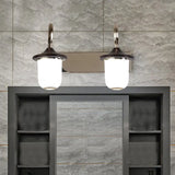 Modern Cylinder Wall Mount Lamp With Double/Triple Bulbs White Glass Vanity Light For Mirrors -