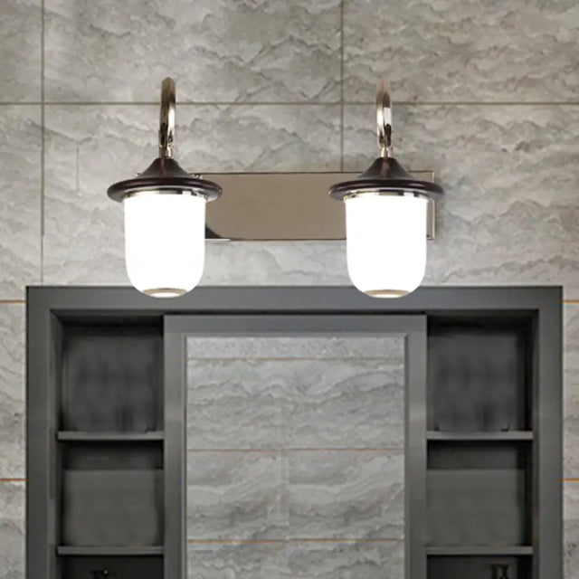 Modern Cylinder Wall Mount Lamp With Double/Triple Bulbs White Glass Vanity Light For Mirrors -