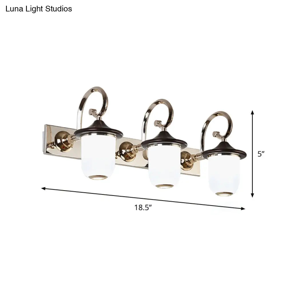 Modern Cylinder Wall Mount Lamp With Double/Triple Bulbs White Glass Vanity Light For Mirrors -