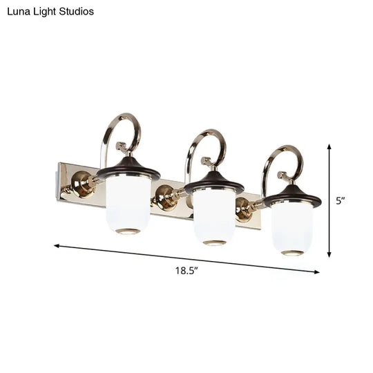 Modern Cylinder Wall Mount Lamp With Double/Triple Bulbs White Glass Vanity Light For Mirrors -