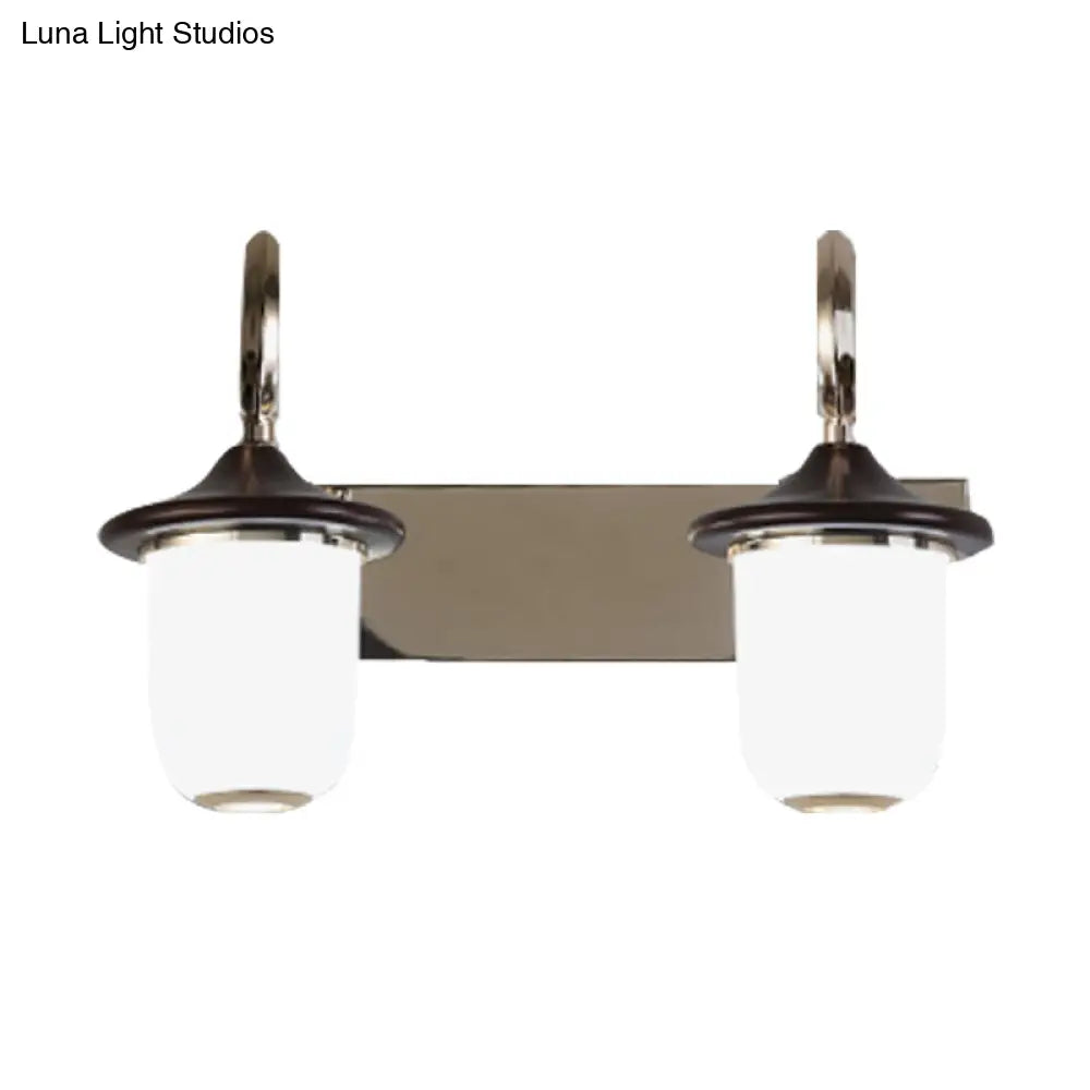 Modern Cylinder Wall Mount Lamp With Double/Triple Bulbs White Glass Vanity Light For Mirrors -