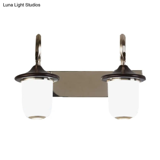 Modern Cylinder Wall Mount Lamp With Double/Triple Bulbs White Glass Vanity Light For Mirrors -