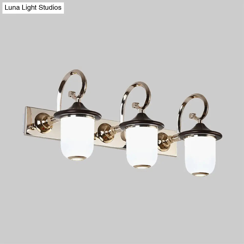Modern Cylinder Wall Mount Lamp With Double/Triple Bulbs White Glass Vanity Light For Mirrors -