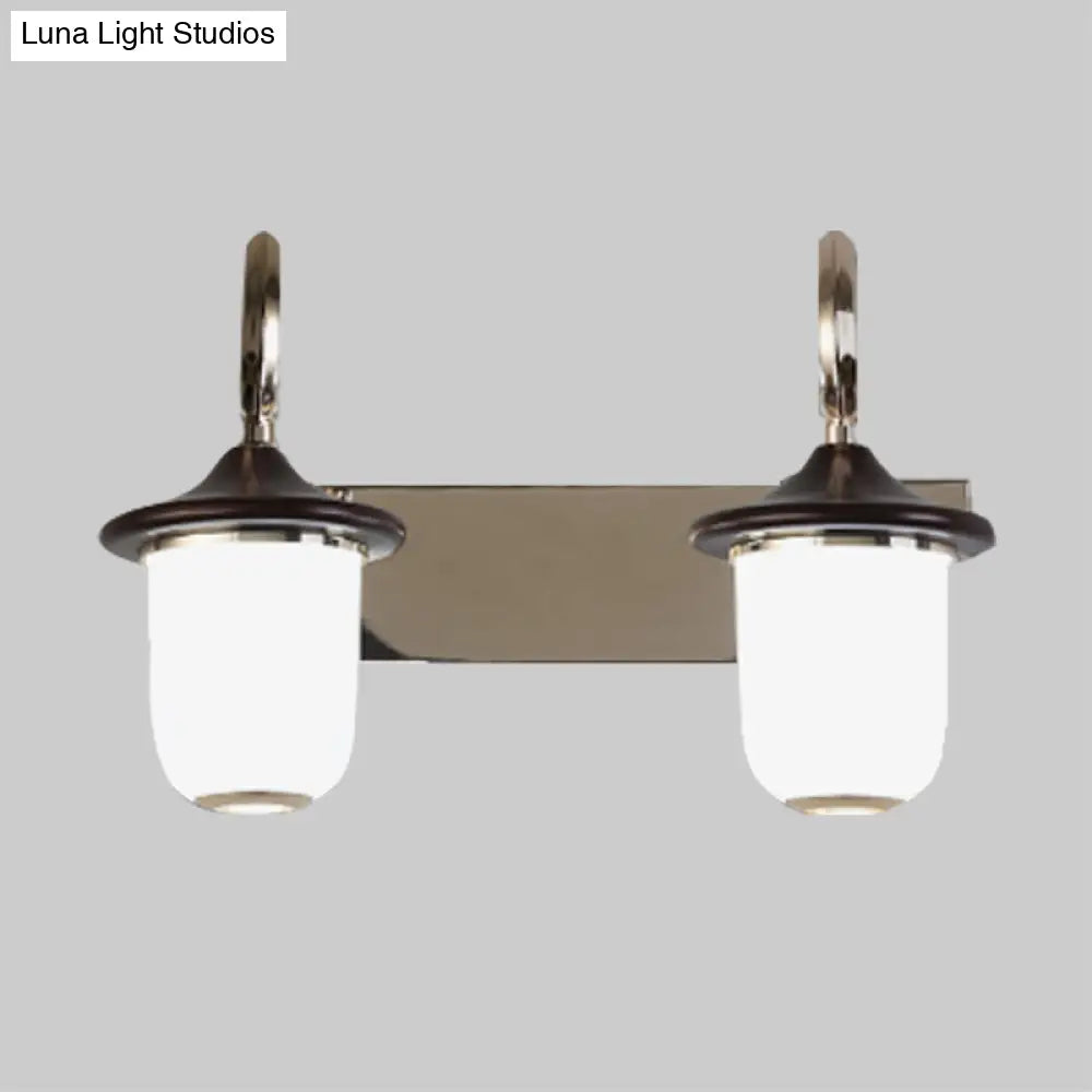 Modern Cylinder Wall Mount Lamp With Double/Triple Bulbs White Glass Vanity Light For Mirrors -
