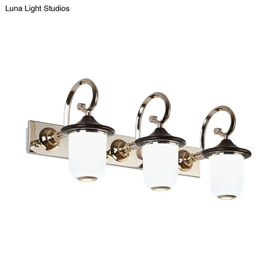 Modern Cylinder Wall Mount Lamp With Double/Triple Bulbs White Glass Vanity Light For Mirrors -