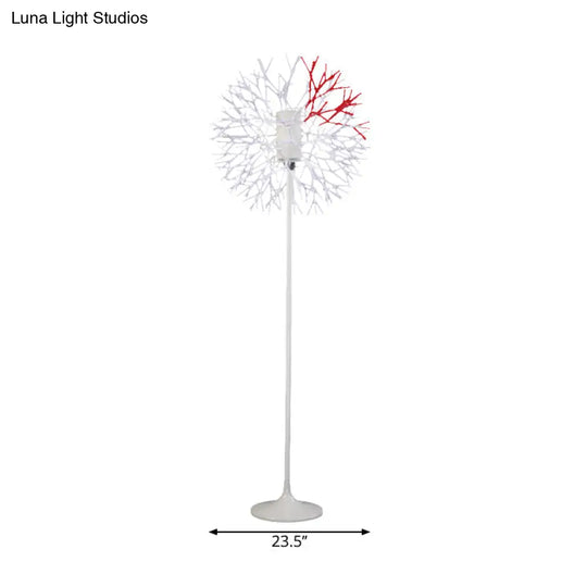 Modern Dandelion-Shaped Floor Lamp - Sleek Metal Design 1 Head Radiates Romantically In White For