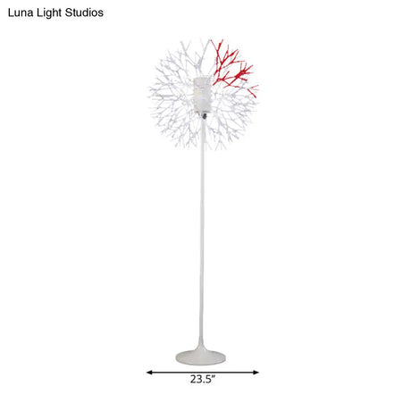 Modern Dandelion-Shaped Floor Lamp - Sleek Metal Design 1 Head Radiates Romantically In White For