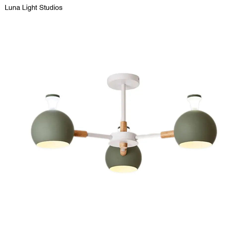 Modern Dome Hanging Pendant Light With 3 Lights For Dining Room - Iron Ceiling Fixture
