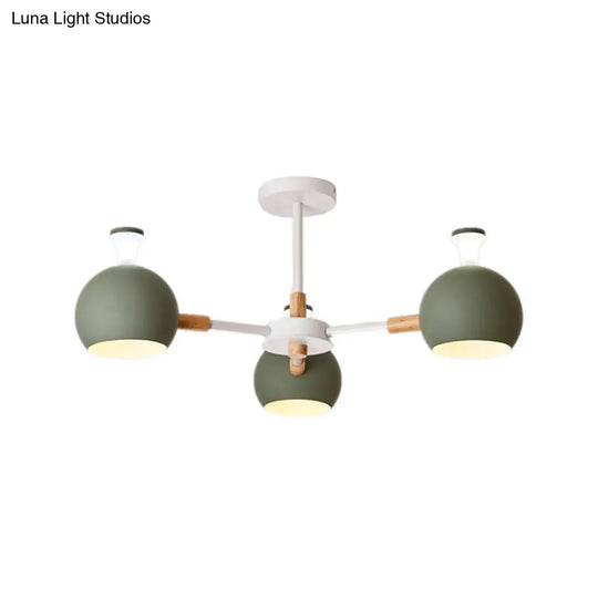 Modern Dome Hanging Pendant Light With 3 Lights For Dining Room - Iron Ceiling Fixture