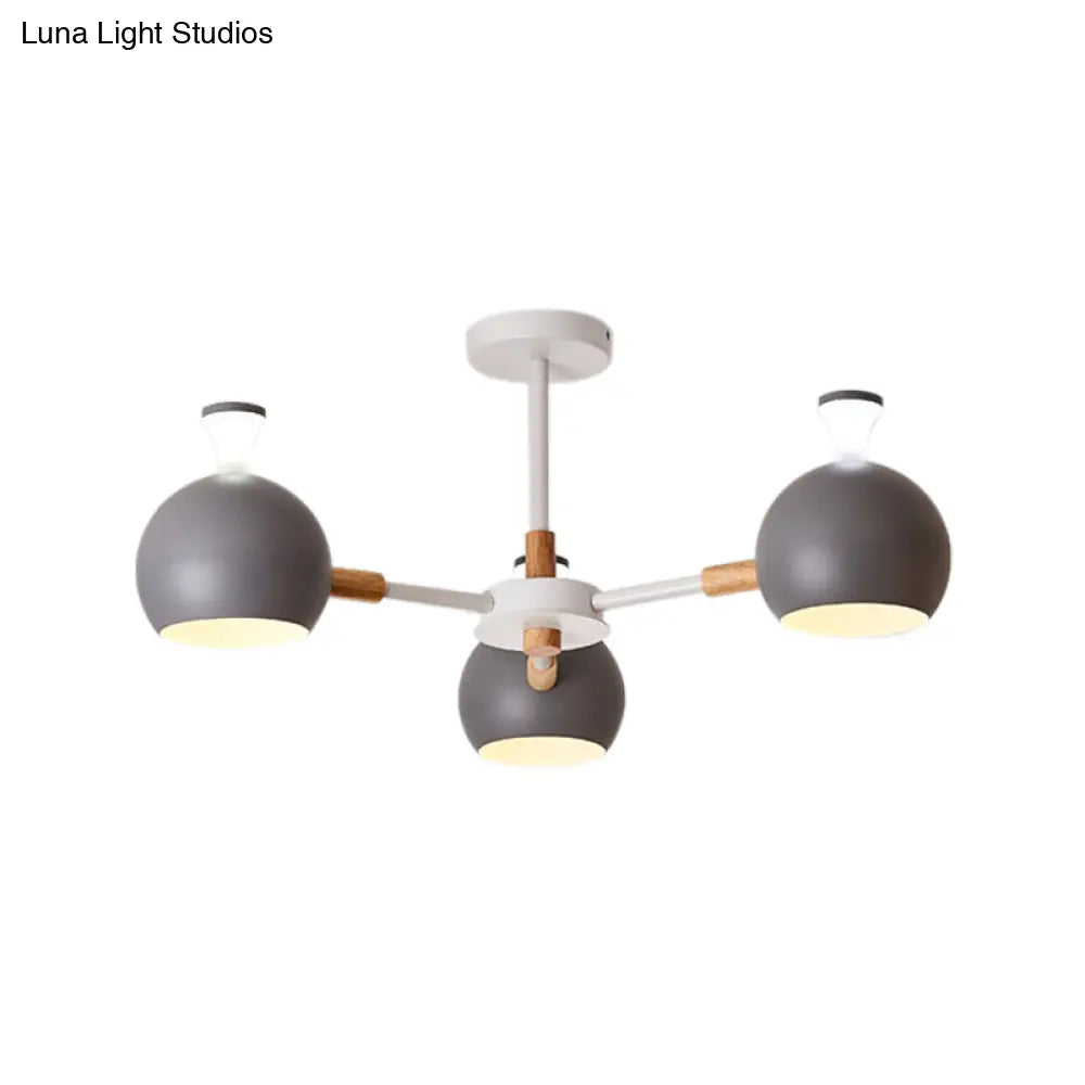 Modern Dome Hanging Pendant Light With 3 Lights For Dining Room - Iron Ceiling Fixture