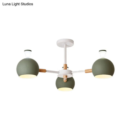 Modern Dome Hanging Pendant Light With 3 Lights For Dining Room - Iron Ceiling Fixture