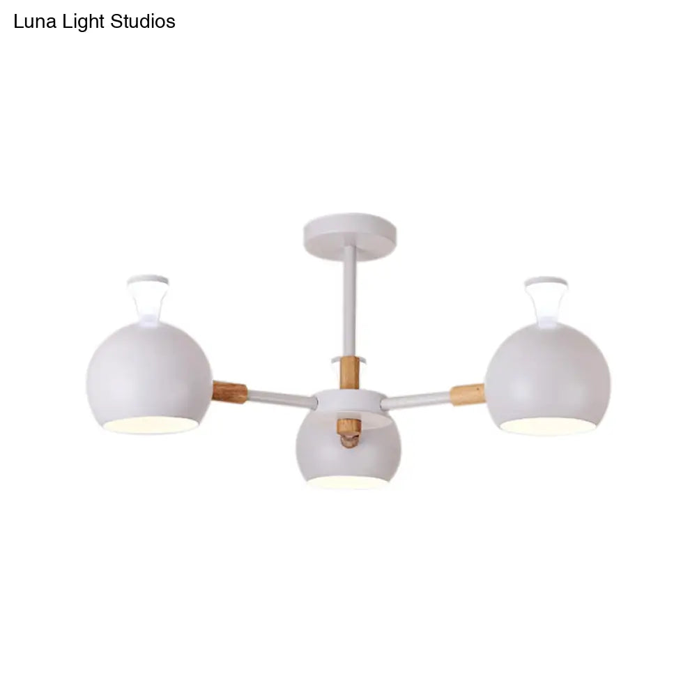 Modern Dome Hanging Pendant Light With 3 Lights For Dining Room - Iron Ceiling Fixture