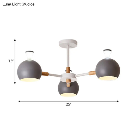 Modern Dome Hanging Pendant Light With 3 Lights For Dining Room - Iron Ceiling Fixture