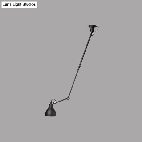 Modern Dome Pendant Lamp With Articulating Arm - Black/Gray Ceiling Light For Kitchen