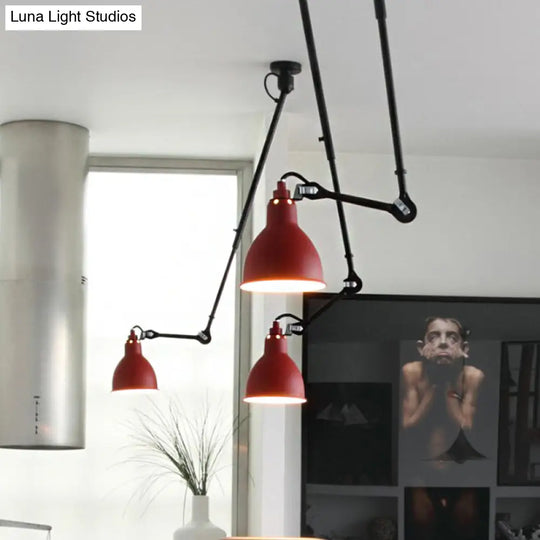 Modern Dome Pendant Lamp With Articulating Arm - Black/Gray Ceiling Light For Kitchen
