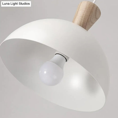 Modern Domed Drop Pendant Ceiling Light In White/Pink Metal 1 - Ideal For Dining Rooms