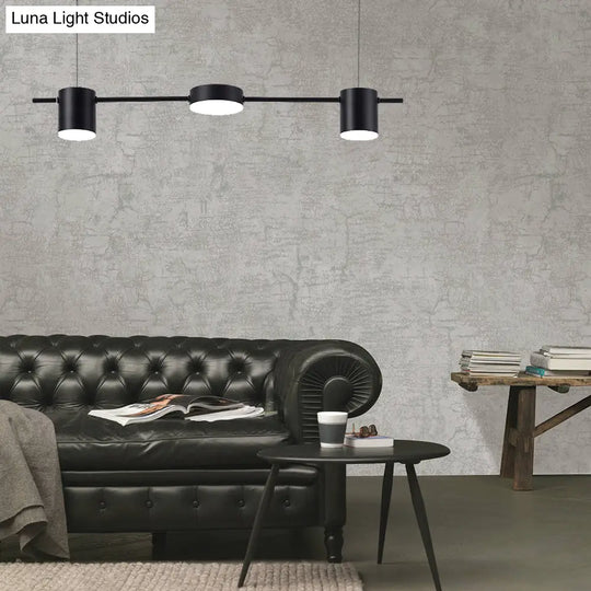 Modern Drum Aluminum Island Pendant Ceiling Light Fixture In Black/Gold With Warm/White Lighting