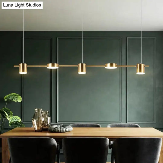 Modern Drum Aluminum Island Pendant Ceiling Light Fixture In Black/Gold With Warm/White Lighting