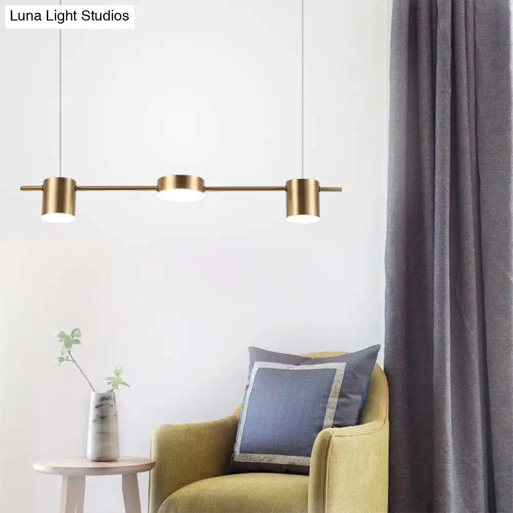 Modern Drum Aluminum Island Pendant Ceiling Light Fixture In Black/Gold With Warm/White Lighting