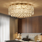 Modern Drum Crystal Flush Mount Ceiling Light With 4/6 Heads - 16.5’/20.5’ Width Clear / 16.5’
