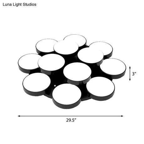 Modern Drum Flush Mount Light With Multiple Heads In Black/White For Study Room