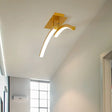 Modern Dual Arc Semi Flush Mount Led Lamp: Acrylic Shade Gold Finish Warm/White Light / White