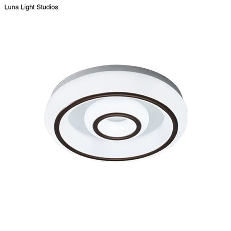 Modern Dual Circle Acrylic Flush Mount Led Ceiling Lamp - Black And White With 3 Color Light