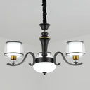 Modern Dual Cylinder Pendant Chandelier With Clear And White Glass For Living Room 3 / Black