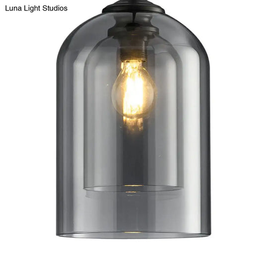 Modern Dual-Glass Pendant Light For Dining Room - Inverted Cup Design