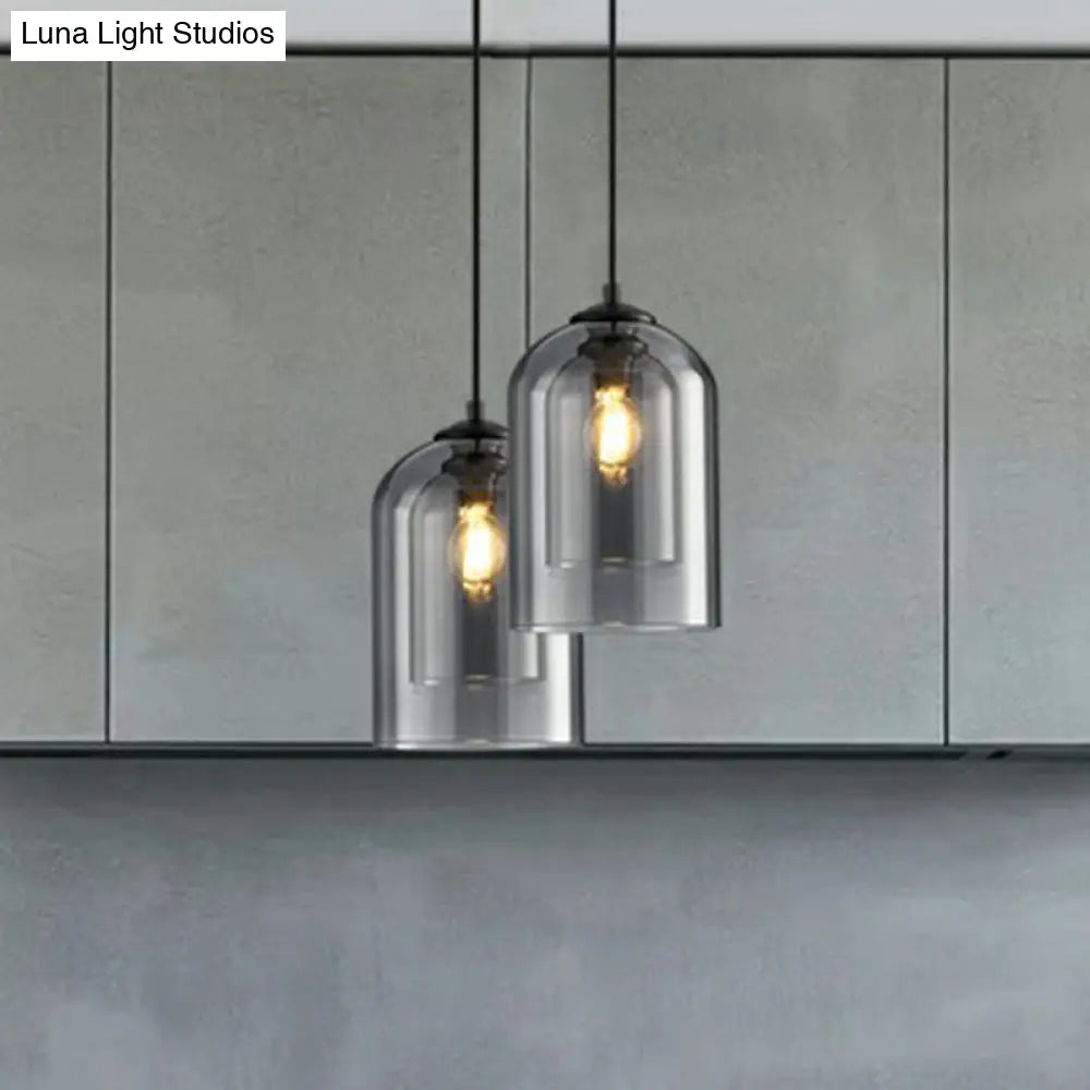 Modern Dual-Glass Pendant Light For Dining Room - Inverted Cup Design