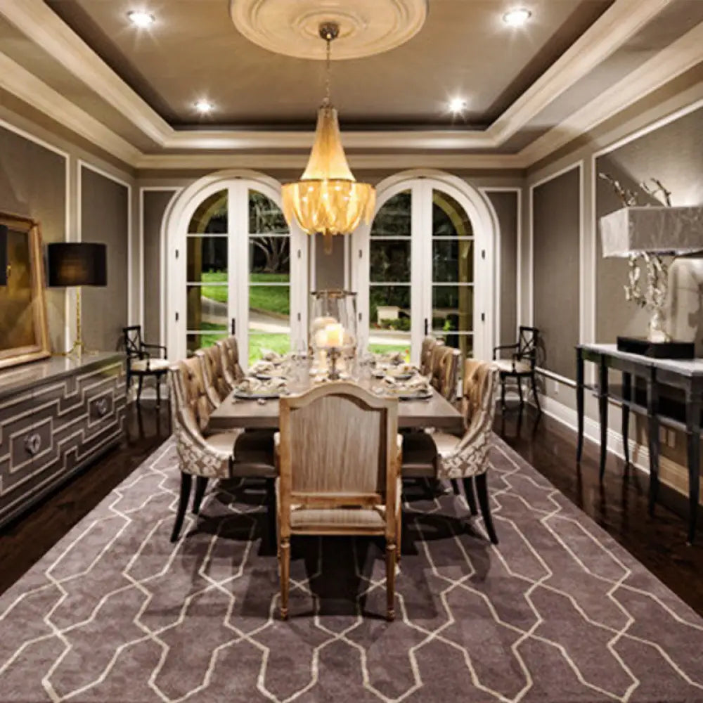 Modern Empire Chandelier With Aluminum Chain - Dining Room Ceiling Lamp Gold / 19.5
