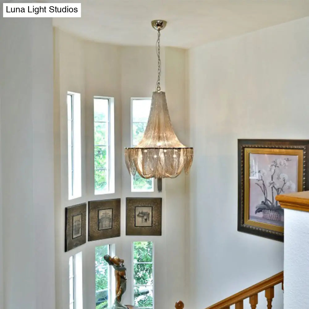 Modern Empire Chandelier With Aluminum Chain - Dining Room Ceiling Lamp