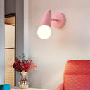Modern Exposed Bulb Wall Lamp - 1 Head Metallic Sconce With Conical Socket Pink