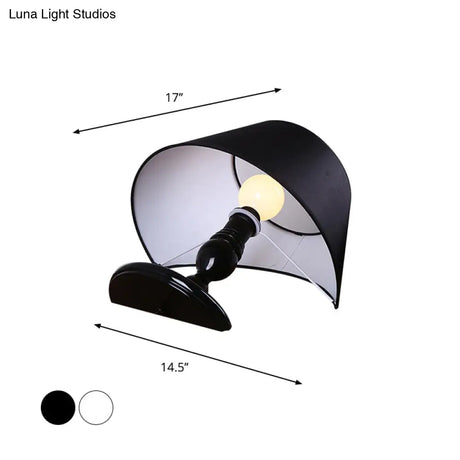 Modern Fabric 1-Light Bedroom Nightstand Light In Black/White - Horizontal Table Lighting