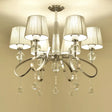 Modern Fabric Cone Chandelier Pendant With Crystal Accents – 6 Heads Chrome Finish