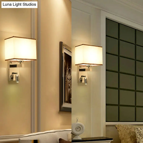 Modern Fabric Led Wall Sconce Lighting With Adjustable Spotlight Chrome Finish