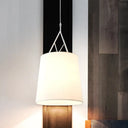Modern Fabric Pendant Light Fixture With 1 Head In Black/White - Perfect For Bedroom 110V-120V /