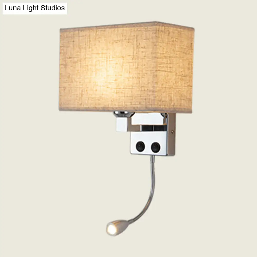 Modern Fabric Rectangle Spotlight Wall Lamp - Nordic Style 1-Light Black/Flaxen/Beige Mounted