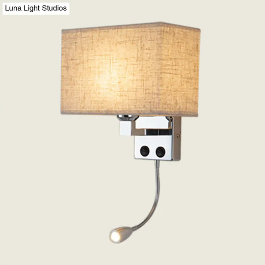 Modern Fabric Rectangle Spotlight Wall Lamp - Nordic Style 1-Light Black/Flaxen/Beige Mounted
