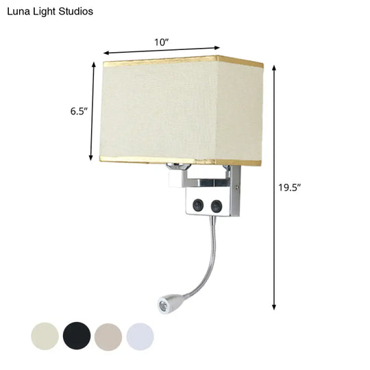 Modern Fabric Rectangle Spotlight Wall Lamp - Nordic Style 1-Light Black/Flaxen/Beige Mounted