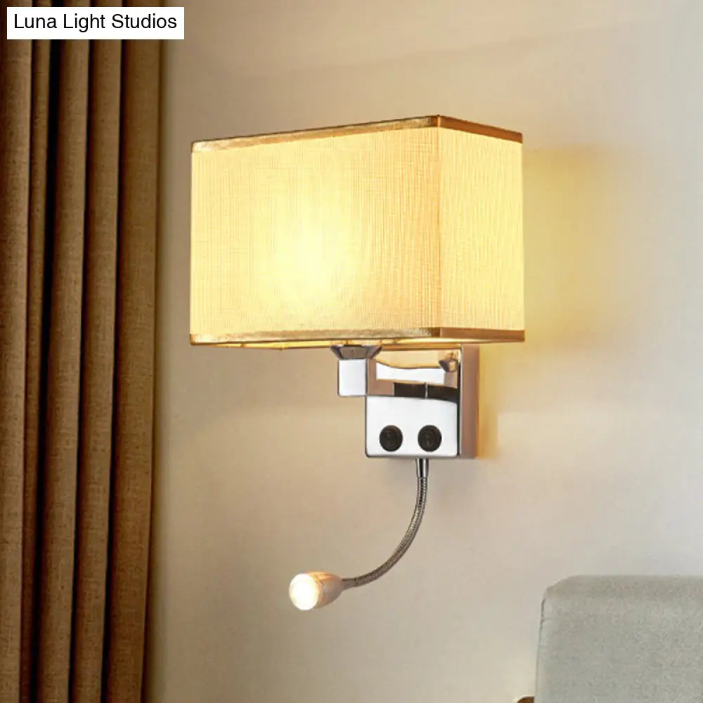 Modern Fabric Rectangle Spotlight Wall Lamp - Nordic Style 1-Light Black/Flaxen/Beige Mounted