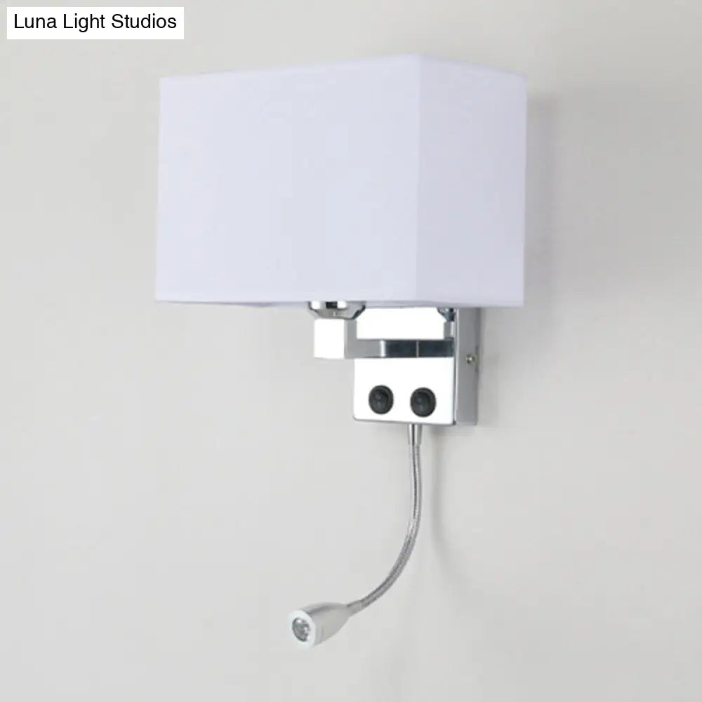 Modern Fabric Rectangle Spotlight Wall Lamp - Nordic Style 1-Light Black/Flaxen/Beige Mounted